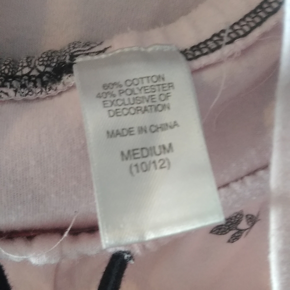 Liz Claiborne Pink  Black Toile Floral Long Sleeve Pajama Set Size Medium - Picture 8 of 9